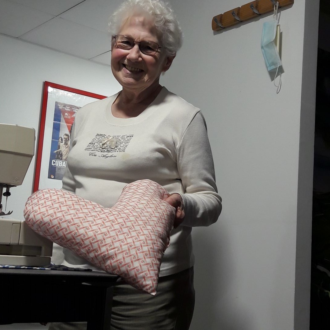 Confection de coussin coeur pour Octobre Rose